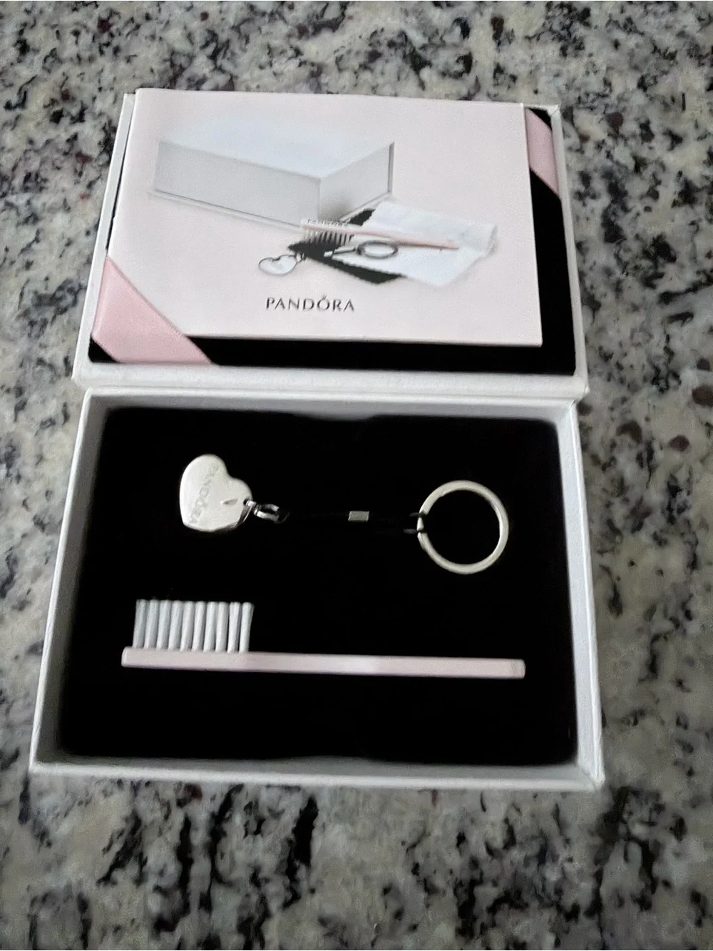 Pandora Jewelry Care Kit with Brush Cleaning Cloth and Heart Shape Clasp Opener